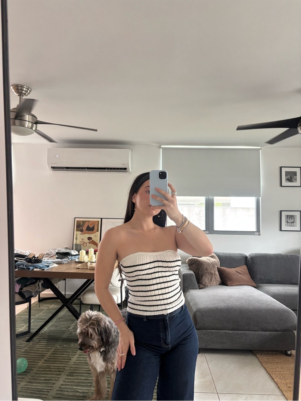 Target Striped Tube Top in Cream and Navy